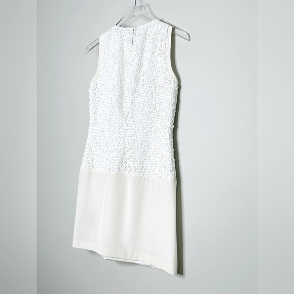 Tibi Sequined Insert Ivory Cream Silk Blend Shift Dress Size 4 - Picture 6 of 13